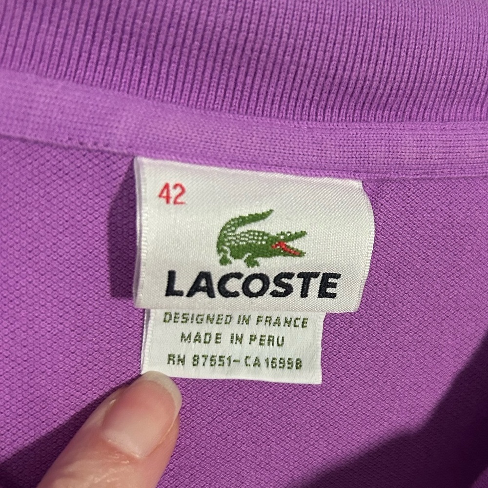 Lacoste Women’s Purple Polo Shirt Slim Fit Size 42 (~US 10, Large) - Picture 4 of 11